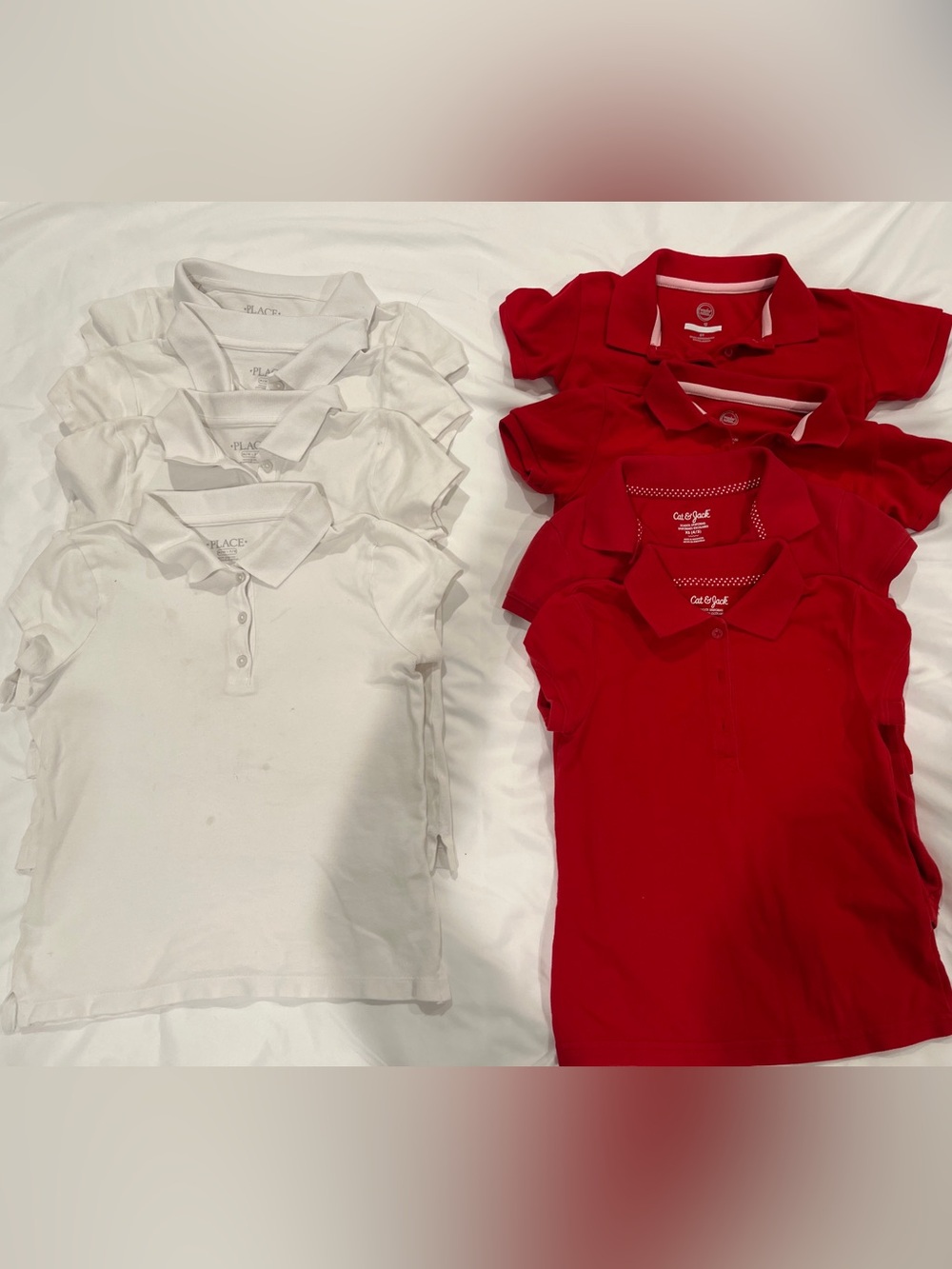Girls White & Red Polo Shirt Set - Multipack size 4-5